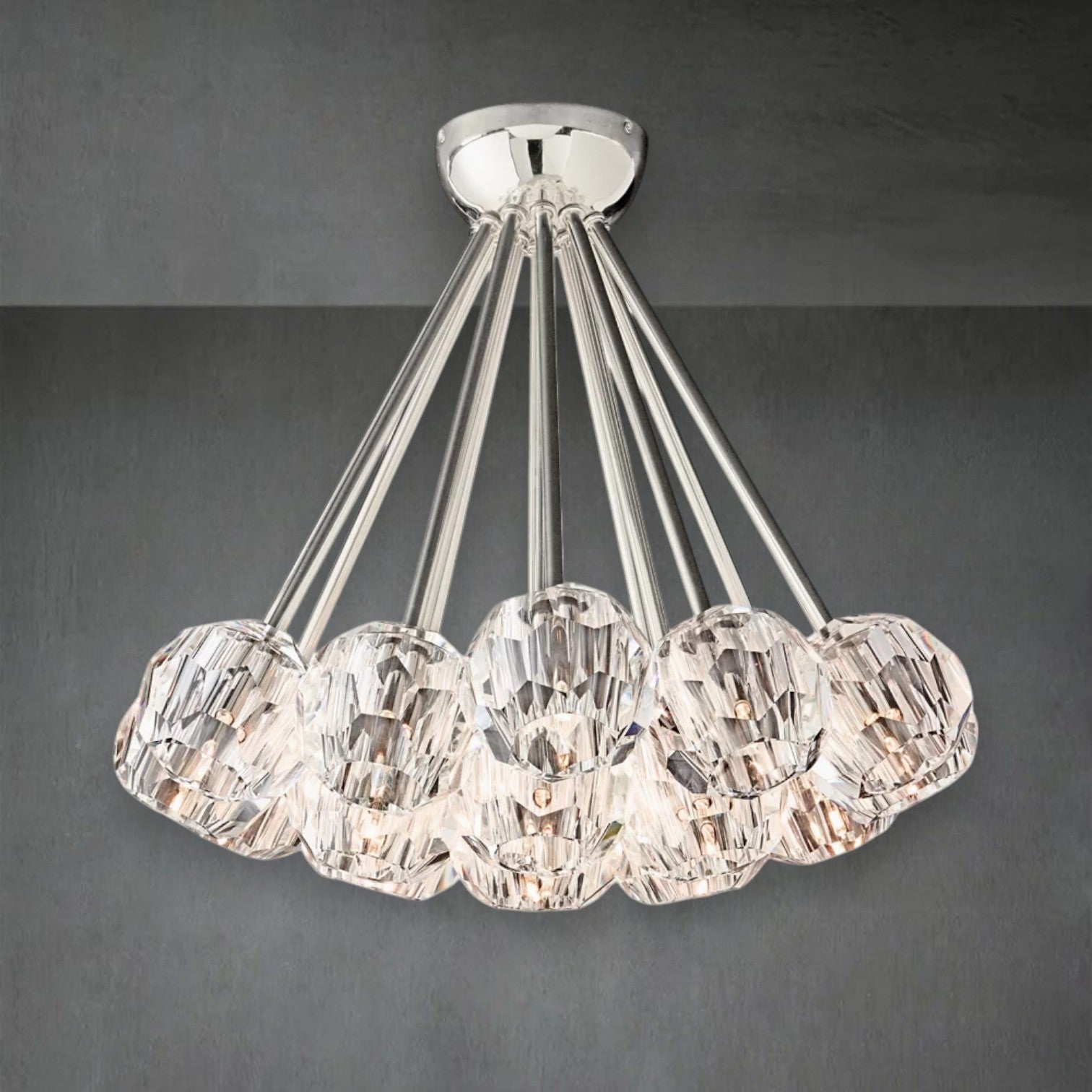 Bille De Crystal Glass Flushmount 24"
