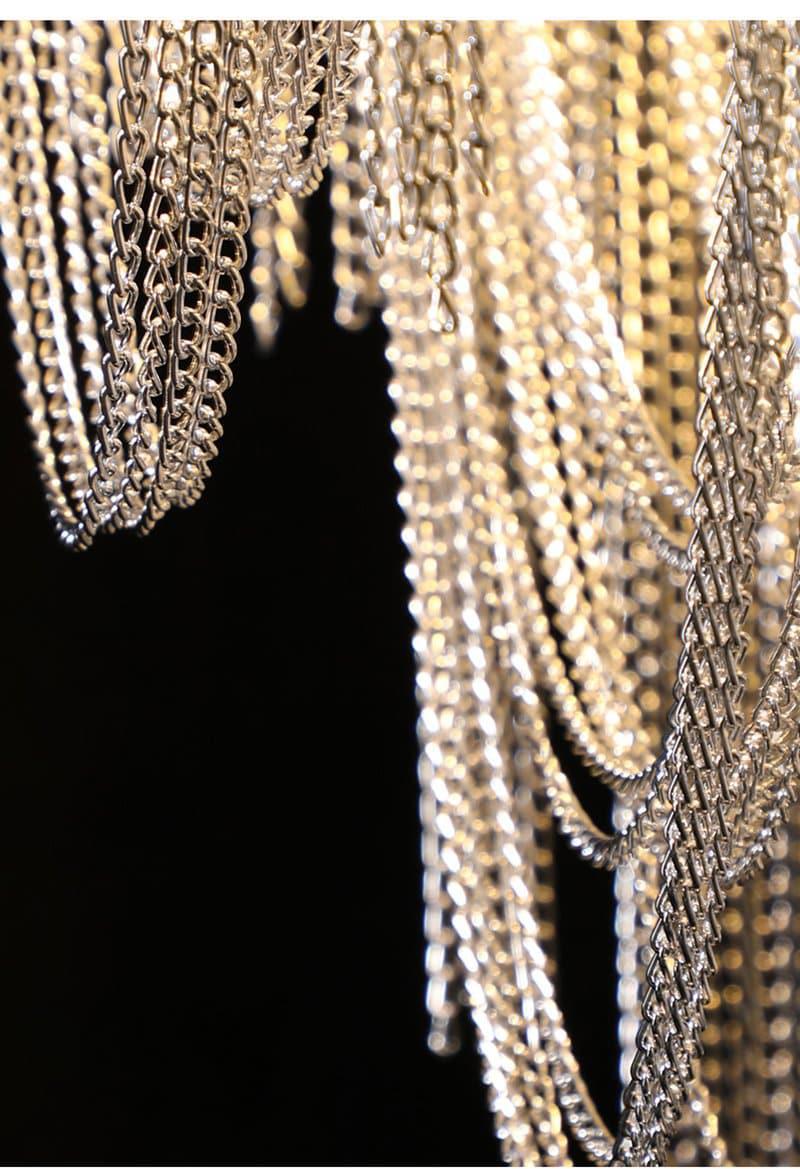 Alana Aluminum Chain Tassel Long Branch Chandelier Light 35"