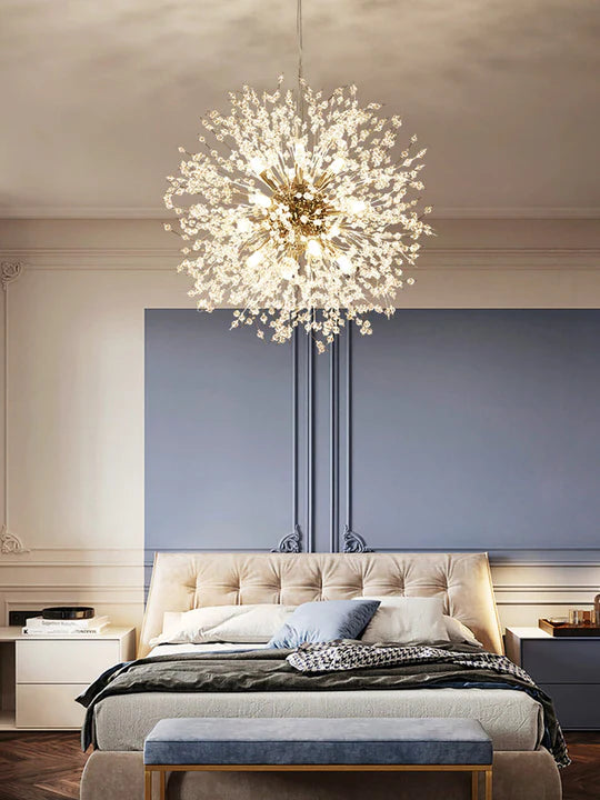 Alouette Modern Round Crystal chandelier Gold For Living Room, Bedroom Branch Chandelier Kevin Studio Inc W31" X H31"