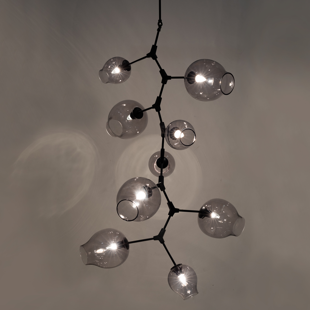 Rhome Drop Globe Branching Bubble Chandelier 38'' Chandelier Kevin Studio Champagne Crackle Glass Bronze