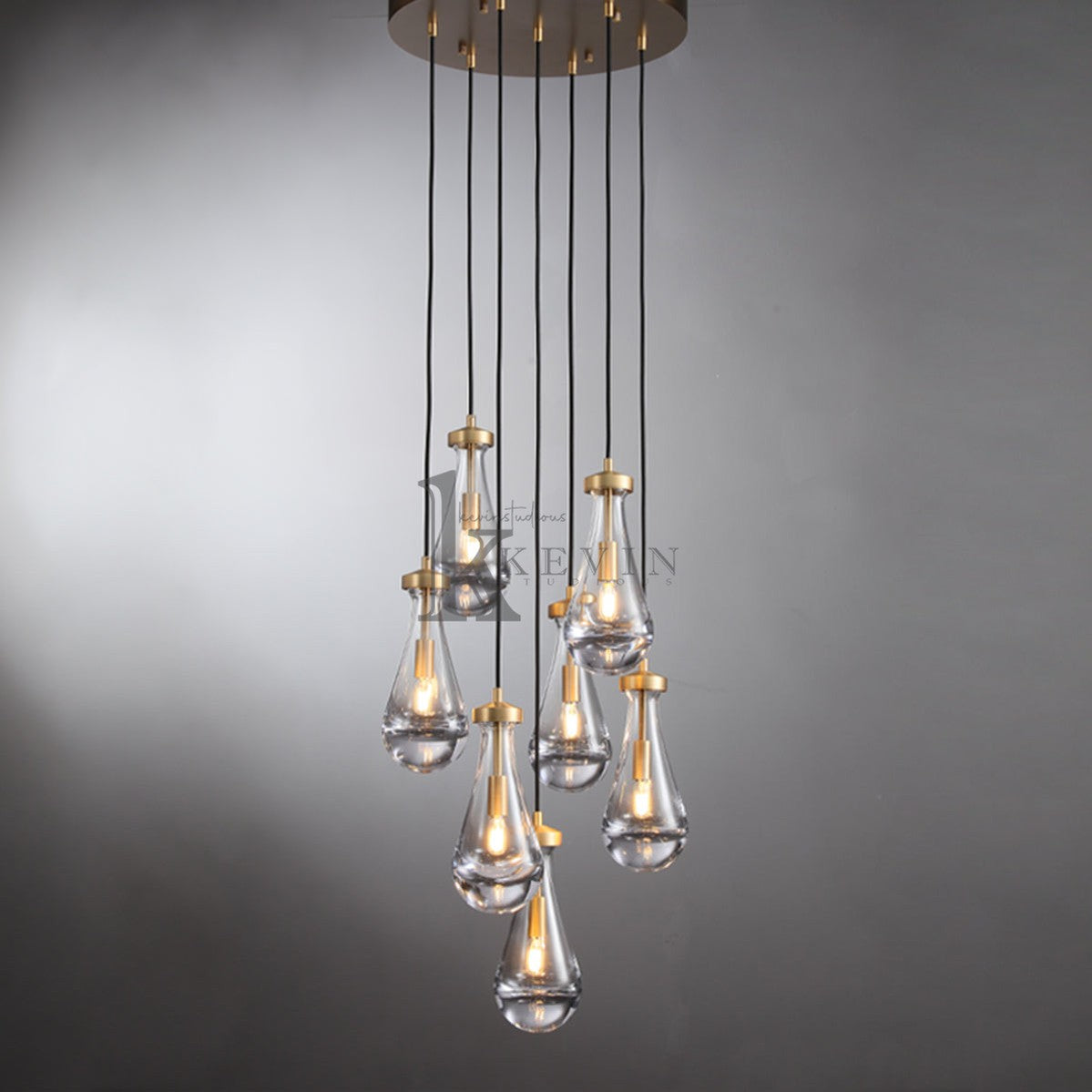 Camelia Raindrop Modern Round Chandelier 18'' 36'' 47'' 60" chandelier Kevin Studio Inc 18'' Vintage Brass