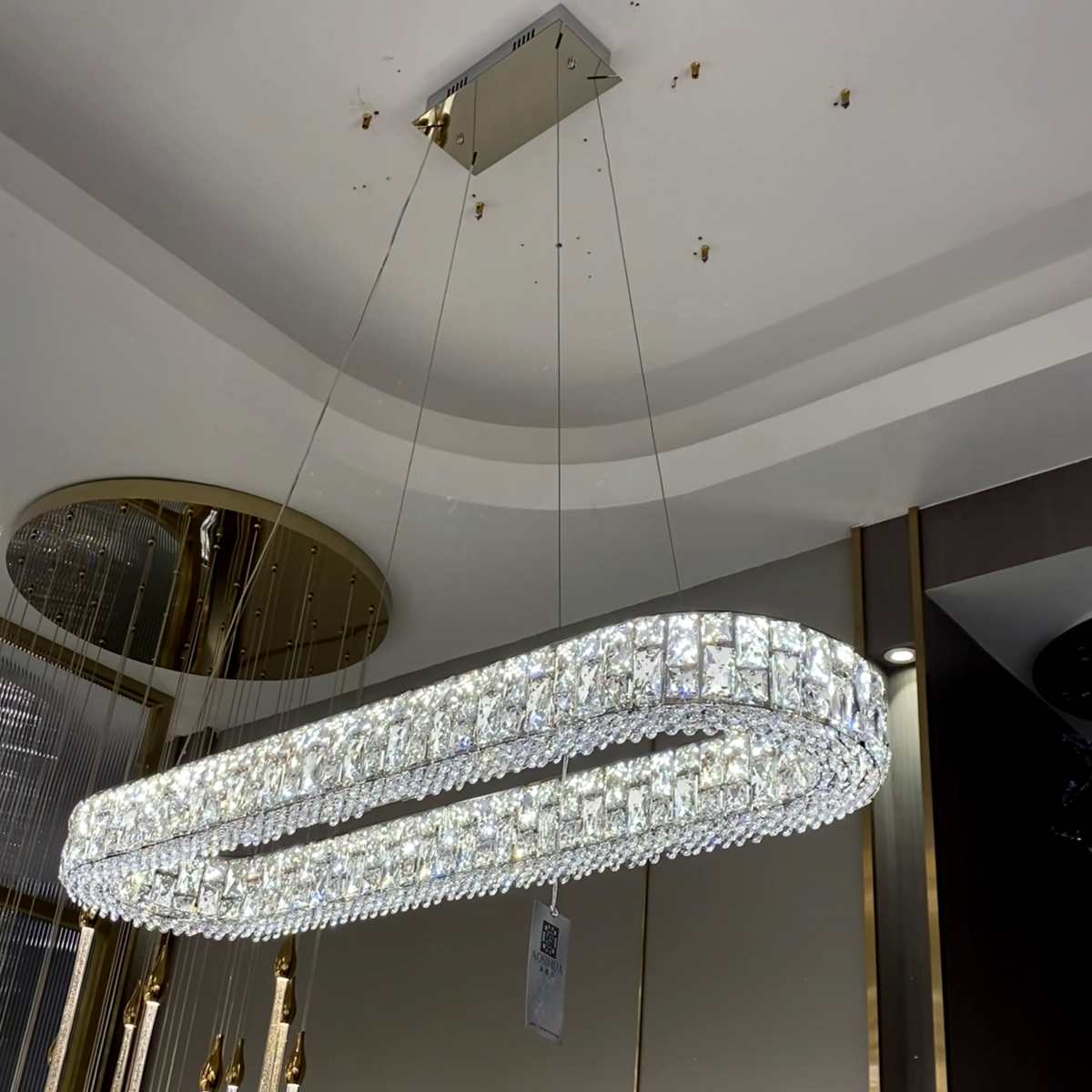 Light Luxury Round/Oval Spliced Crystal Chandelier for Living/Dining Room/Kitchen Island Chandeliers Kevinstudiolives L47.2" Warm Light