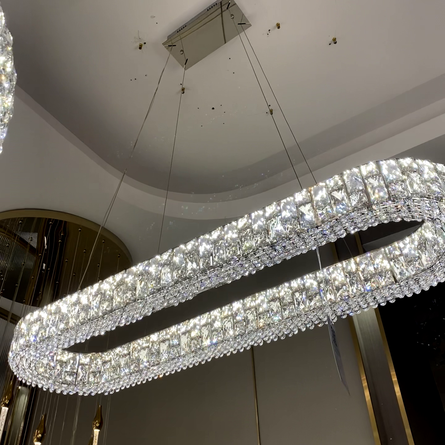 Light Luxury Round/Oval Spliced Crystal Chandelier for Living/Dining Room/Kitchen Island Chandeliers Kevinstudiolives