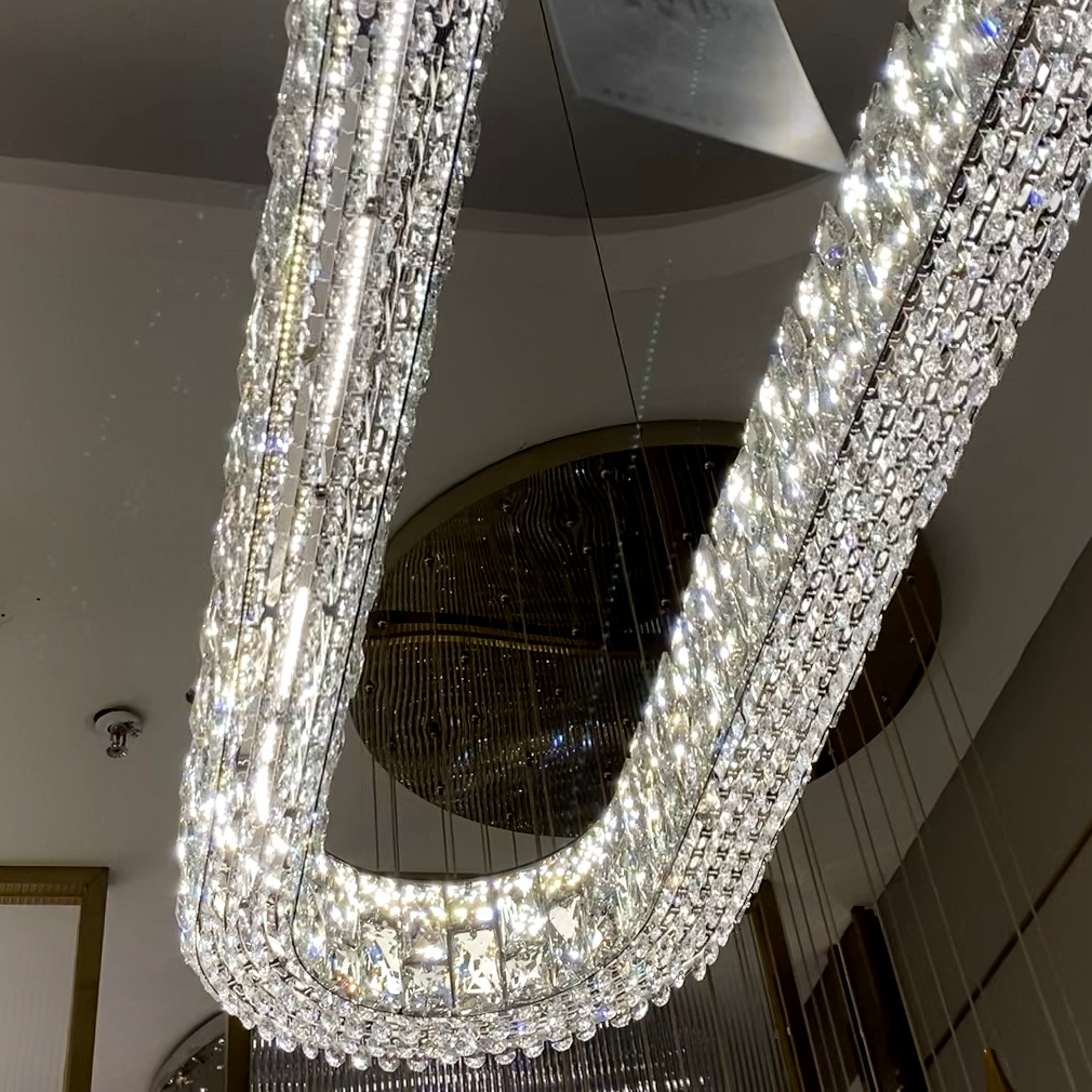 Light Luxury Round/Oval Spliced Crystal Chandelier for Living/Dining Room/Kitchen Island Chandeliers Kevinstudiolives