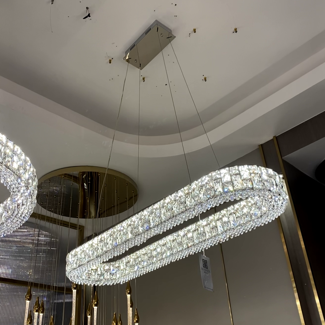 Light Luxury Round/Oval Spliced Crystal Chandelier for Living/Dining Room/Kitchen Island Chandeliers Kevinstudiolives