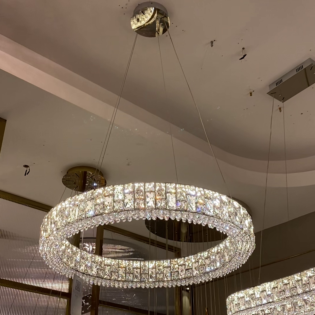 Light Luxury Round/Oval Spliced Crystal Chandelier for Living/Dining Room/Kitchen Island Chandeliers Kevinstudiolives D31.5" Warm Light