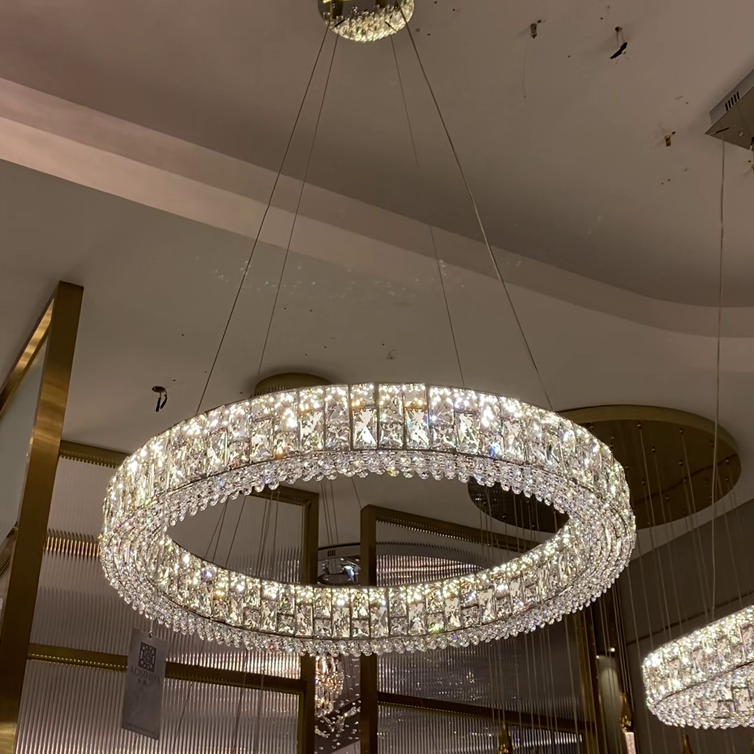 Light Luxury Round/Oval Spliced Crystal Chandelier for Living/Dining Room/Kitchen Island Chandeliers Kevinstudiolives