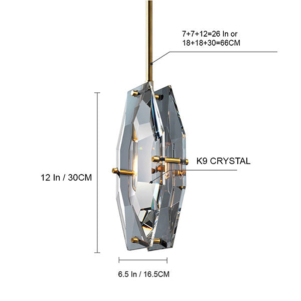Brisa Simple Faceted Crystal Pendant Lighting, Hanging Light For Kitchen Island, Bedroom Pendant Light Kevin Studio Inc