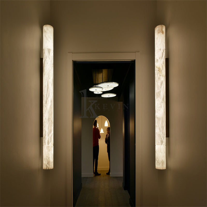 Garron Modern Alabaster Linear Wall Sconce Wall Light Fixtures Kevin Studio Inc