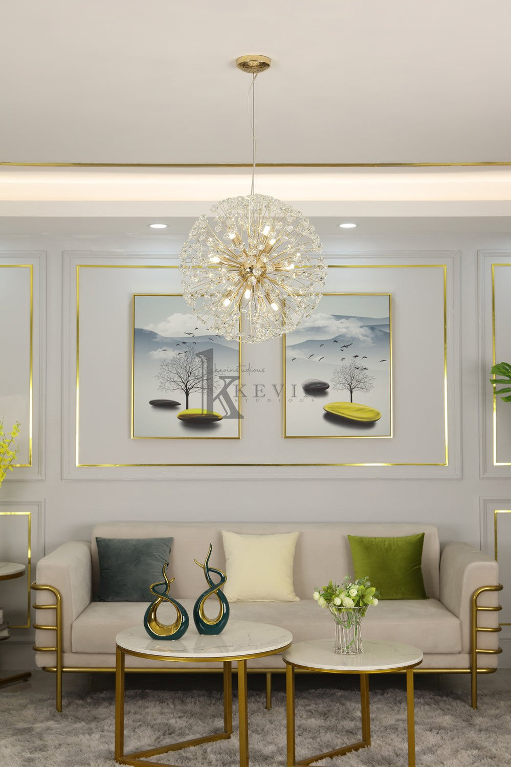 Dandelion Modern Crystal Spherical Chandelier Pendant Light Kevin Studio Inc