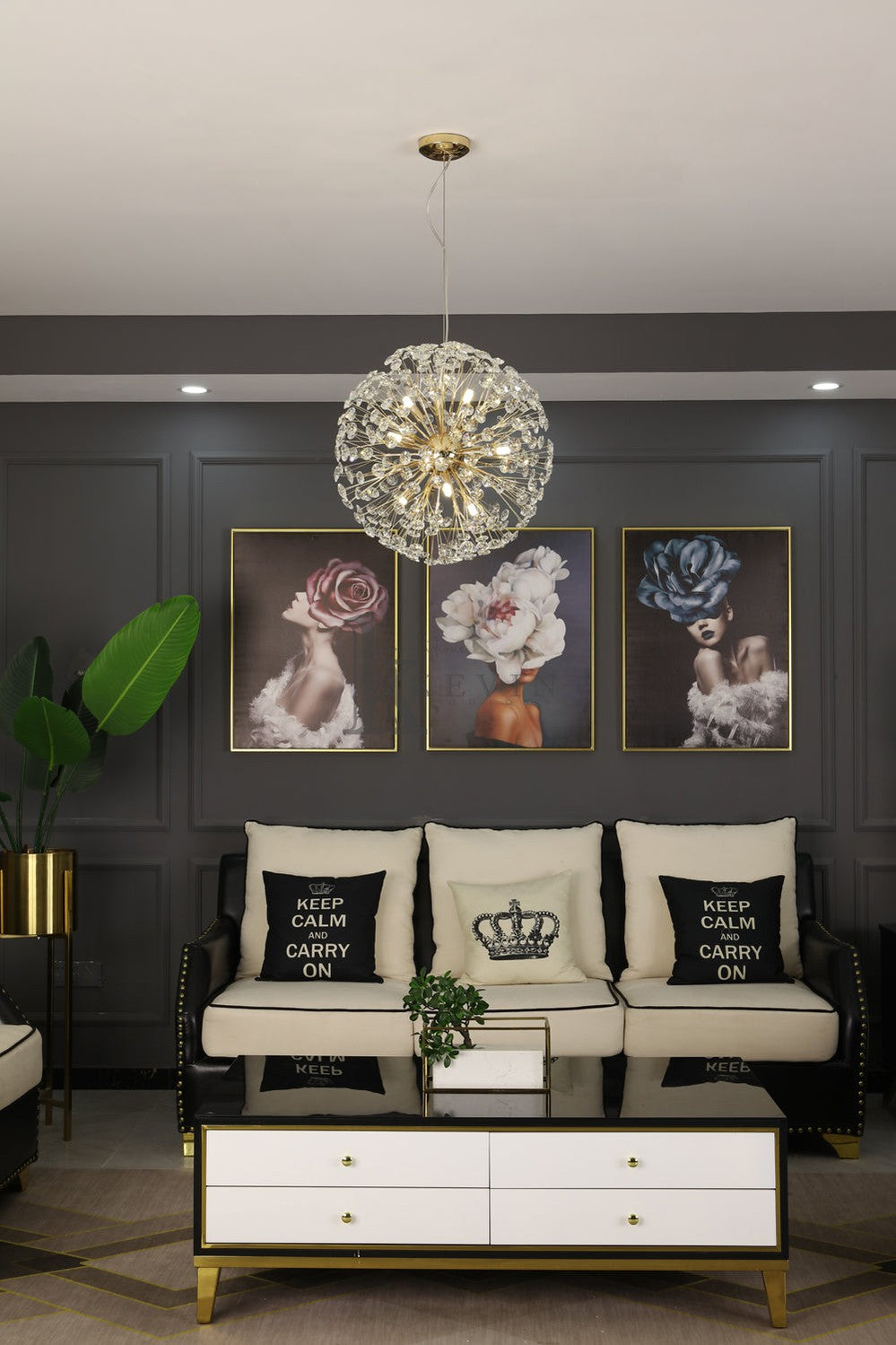 Dandelion Modern Crystal Spherical Chandelier Pendant Light Kevin Studio Inc
