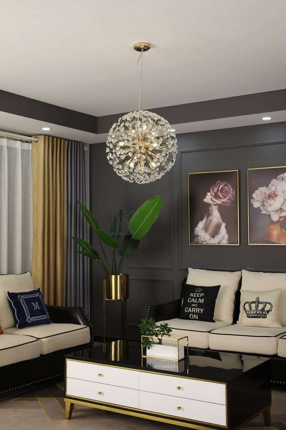 Dandelion Modern Crystal Spherical Chandelier Pendant Light Kevin Studio Inc