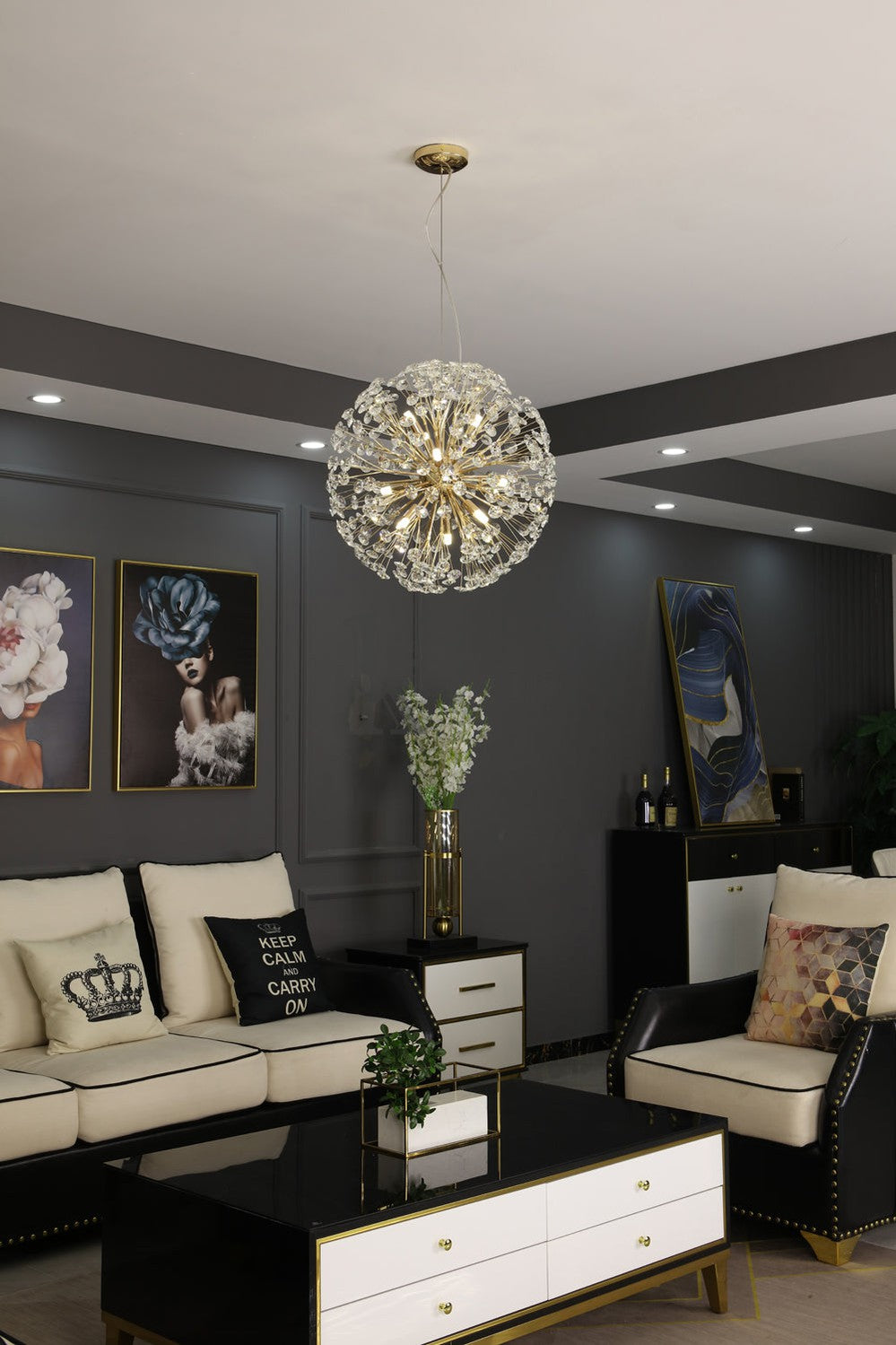 Dandelion Modern Crystal Spherical Chandelier Pendant Light Kevin Studio Inc