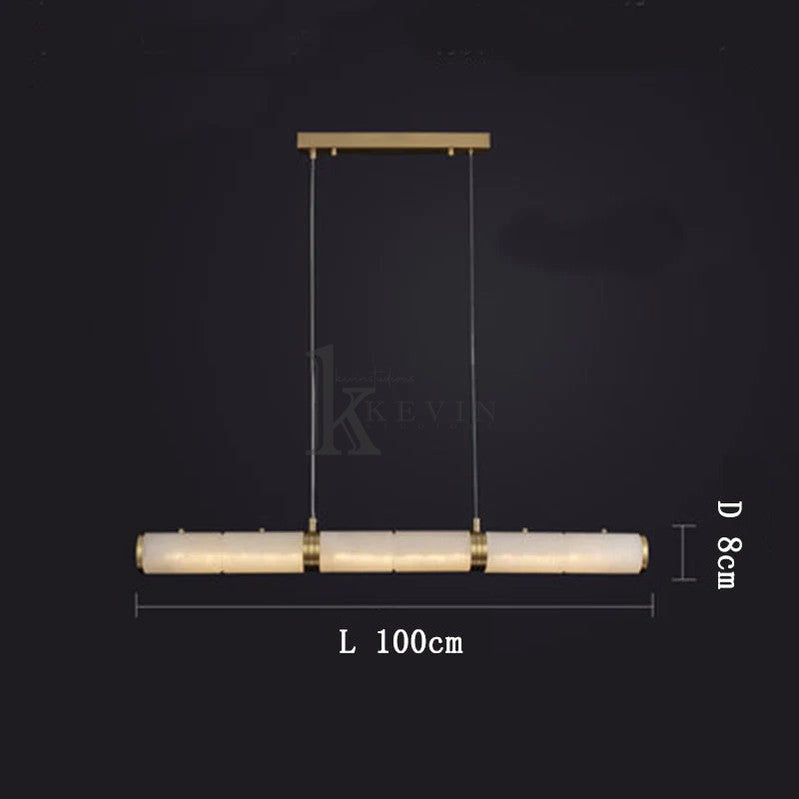 Chanavia Modern Linear Alabaster Chandelier, Chandelier Over Dining Table Pendant Light Kevin Studio Inc 39.37‘’L