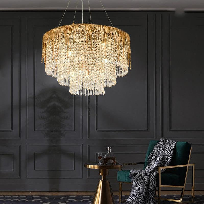 Rover Modern Round Crystal Cascade Chandelier Branch Chandelier Kevin Studio Inc