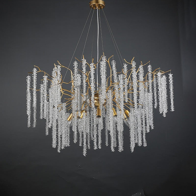 Aimee Modern Crystal Chandeliers Luxury Kitchen Island, 39.4" D Round Gold Tree Branch Chandelier Branch Chandelier Kevin Studio Inc