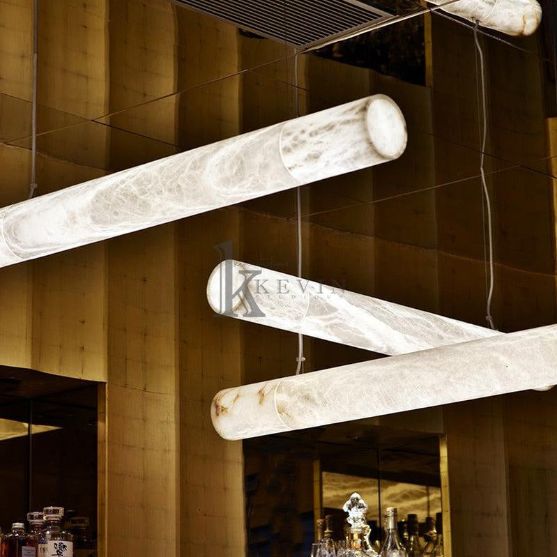 Gerta Modern Alabaster Linear Pendant Light, Kitchen Island Lighting Chandelier Kevin Studio Inc