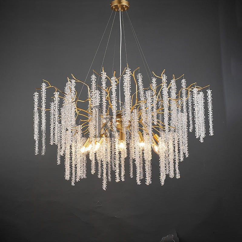 Aimee Modern Crystal Chandeliers Luxury Kitchen Island, 39.4" D Round Gold Tree Branch Chandelier Branch Chandelier Kevin Studio Inc
