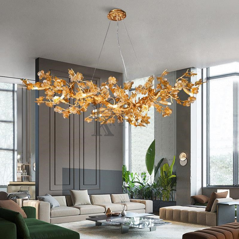 Tala Modern Flower Linear Branch Chandelier Branch Chandelier Kevin Studio Inc