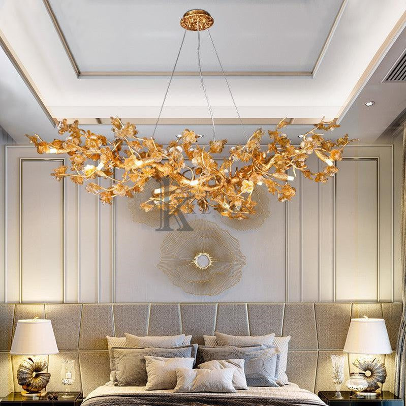 Tala Modern Flower Linear Branch Chandelier Branch Chandelier Kevin Studio Inc