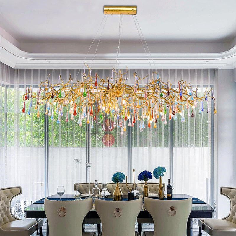 Jolee Modern Linear Colorful Crystal Branch Chandelier Branch Chandelier Kevin Studio Inc