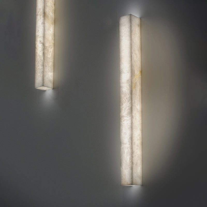 Flor Rectangular Modern Alabaster Wall Light Besides Bed Wall Light Fixtures Kevin Studio Inc 23.6" H