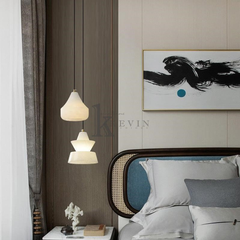 Felix Small Alabaster Pendant Light Besides Bed Pendant Light Kevin Studio Inc