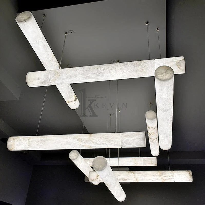 Gerta Modern Alabaster Linear Pendant Light, Kitchen Island Lighting Chandelier Kevin Studio Inc