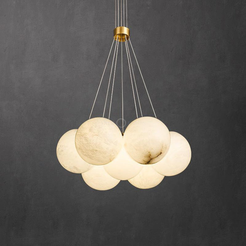 Sophie Modern Alabaster Ball Pendant Light, Dining Room Light Chandelier Kevin Studio Inc 7 Balls