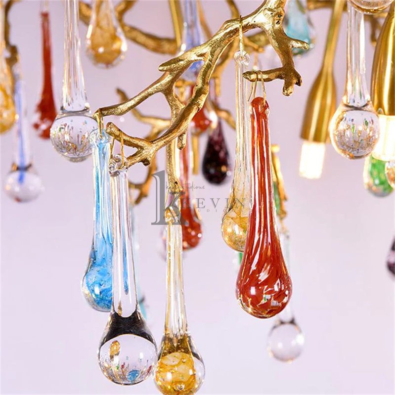 Jolee Modern Linear Colorful Crystal Branch Chandelier Branch Chandelier Kevin Studio Inc