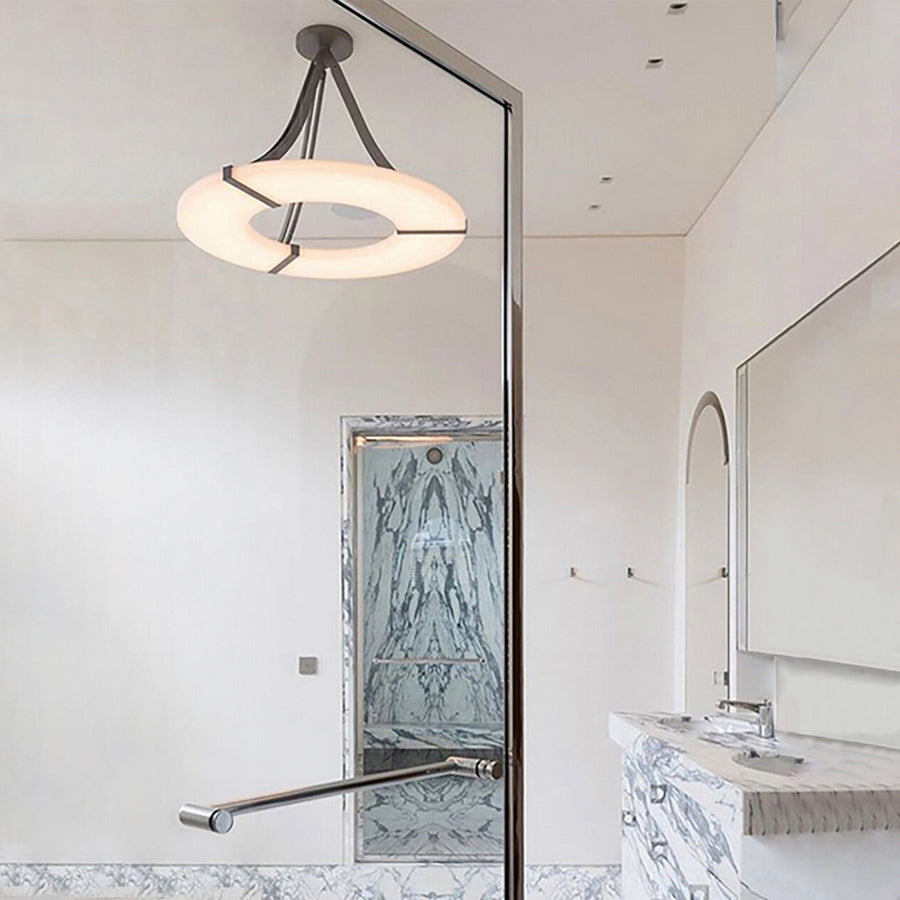Maxine Modern Round Alabaster Plate Chandelier, Exquisite Illumination Chandelier Kevin Studio Inc 45.3" D