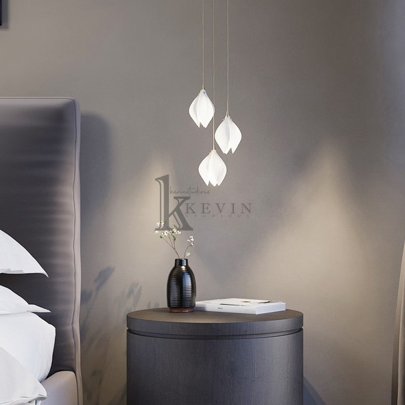Coretta Modern Ceramic Magnolia Flower Pendant Light Branch Chandelier Kevin Studio Inc