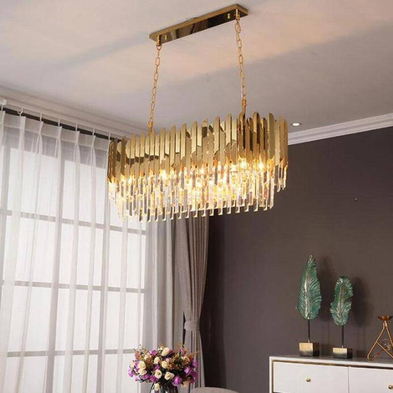 Rumi Modern Crystal Linear Chandelier For Dining Room Chandelier Kevin Studio Inc 32"