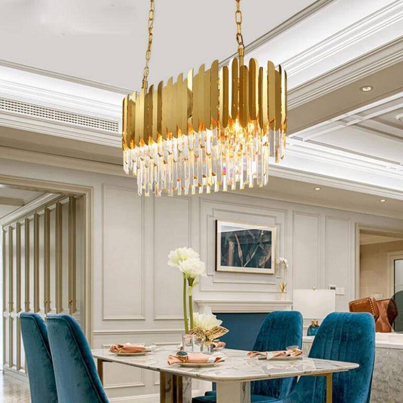 Rumi Modern Crystal Linear Chandelier For Dining Room Chandelier Kevin Studio Inc 40"