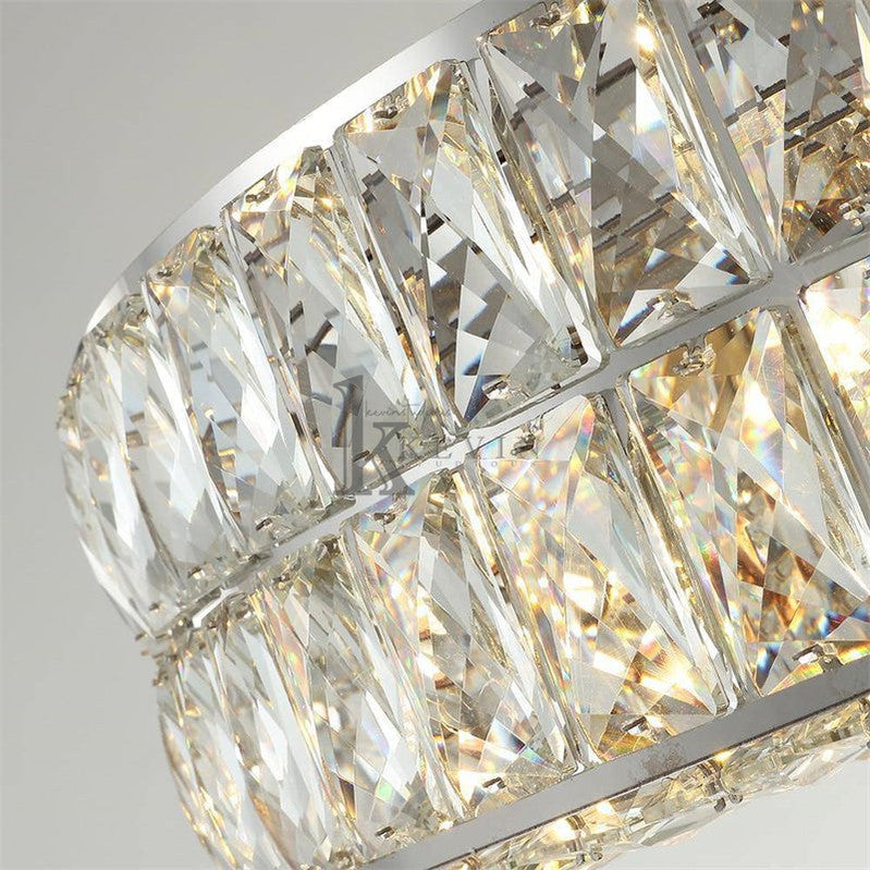 Quincy Modern Crystal Wheel Round Chandelier , Chrome, Round Crystal Chandelier For Living Room chandelier Kevin Studio Inc