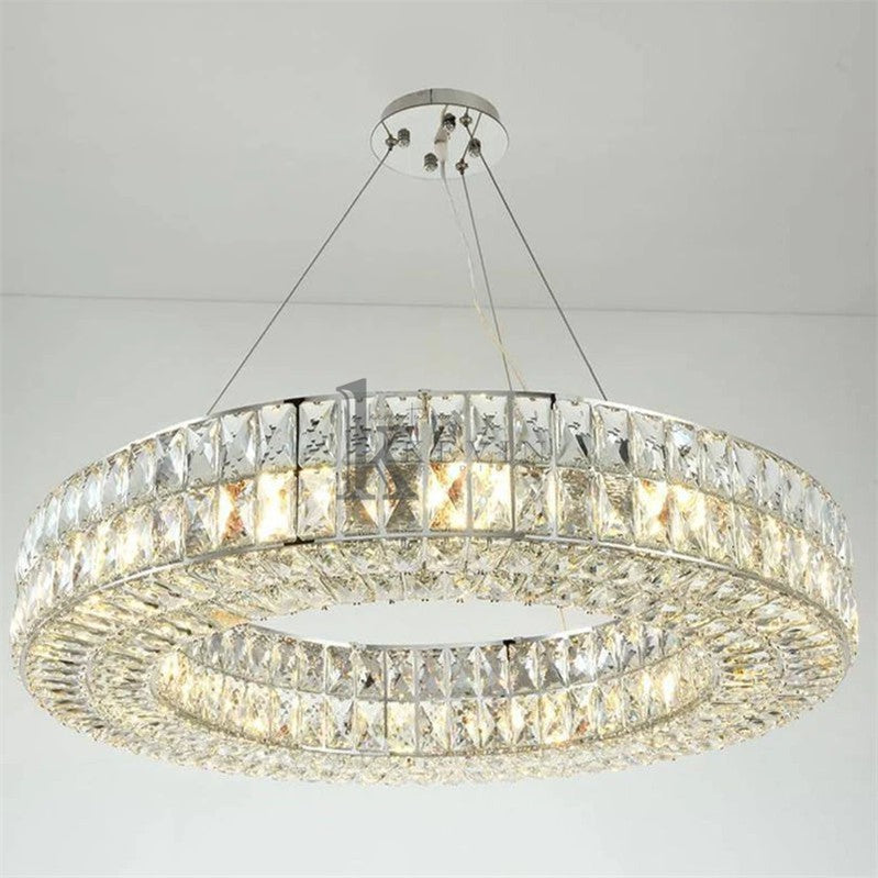 Quincy Modern Crystal Wheel Round Chandelier , Chrome, Round Crystal Chandelier For Living Room chandelier Kevin Studio Inc 24''