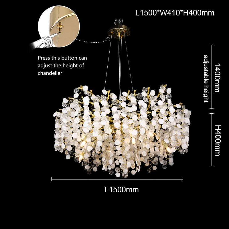 Hades Modern Gold Blossom Crystal Oval Branch Chandelier For Living Room Branch Chandelier Kevin Studio Inc
