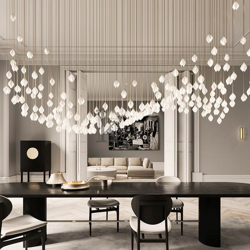 Coretta Modern Ceramic Magnolia Flower Pendant Light Branch Chandelier Kevin Studio Inc