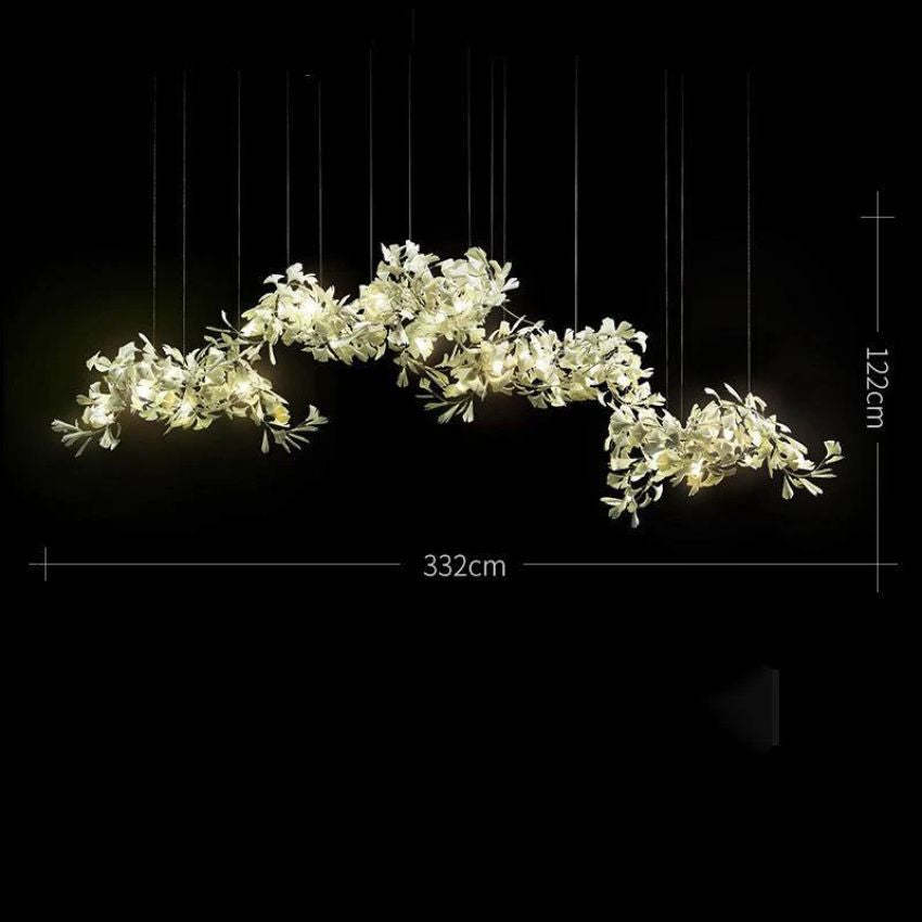 Modern Ceramic Ginkgo Leave Chandelier 4 Sizes Over Dining Table Chandelier Kevin Studio Inc 130.7" L