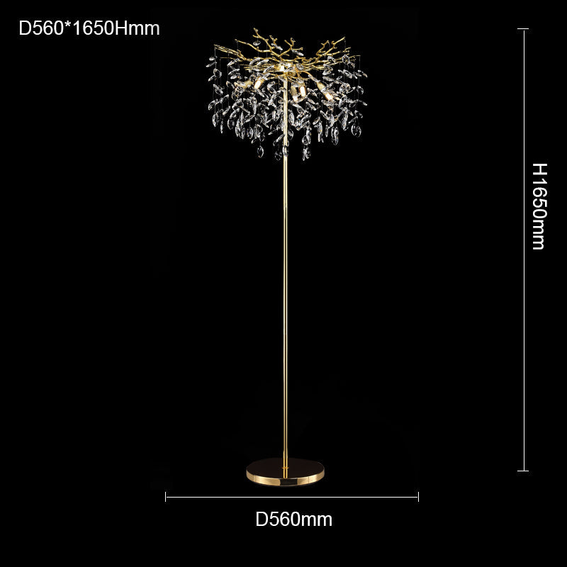 Helios Modern Gold Clear Crystal Floor Lamp For Bedroom, Living Room Floor standing lamps Kevin Studio Inc