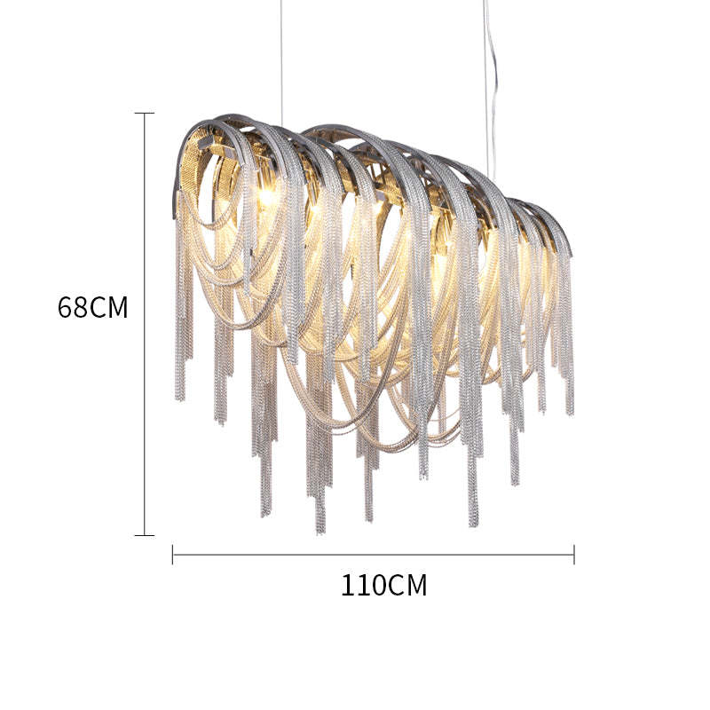 Flavio Modern Luxury Aluminum Chain Tassel Oval Chandelier Chandelier Kevin Studio Inc