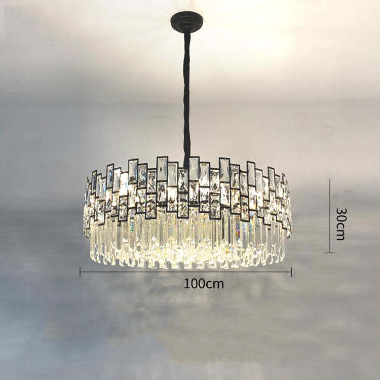 Emery Modern Round Crystal Chandelier For Living Room Chandeliers Kevin Studio Inc 39.3"D BLACK