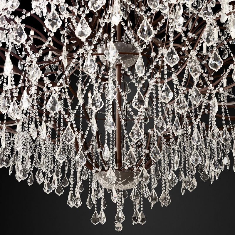 19th C. Rococo Iron & Crystal Round Chandelier 101" chandeliers for dining room,chandeliers for stairways,chandeliers for foyer,chandeliers for bedrooms,chandeliers for kitchen,chandeliers for living room Kevin Studio Inc