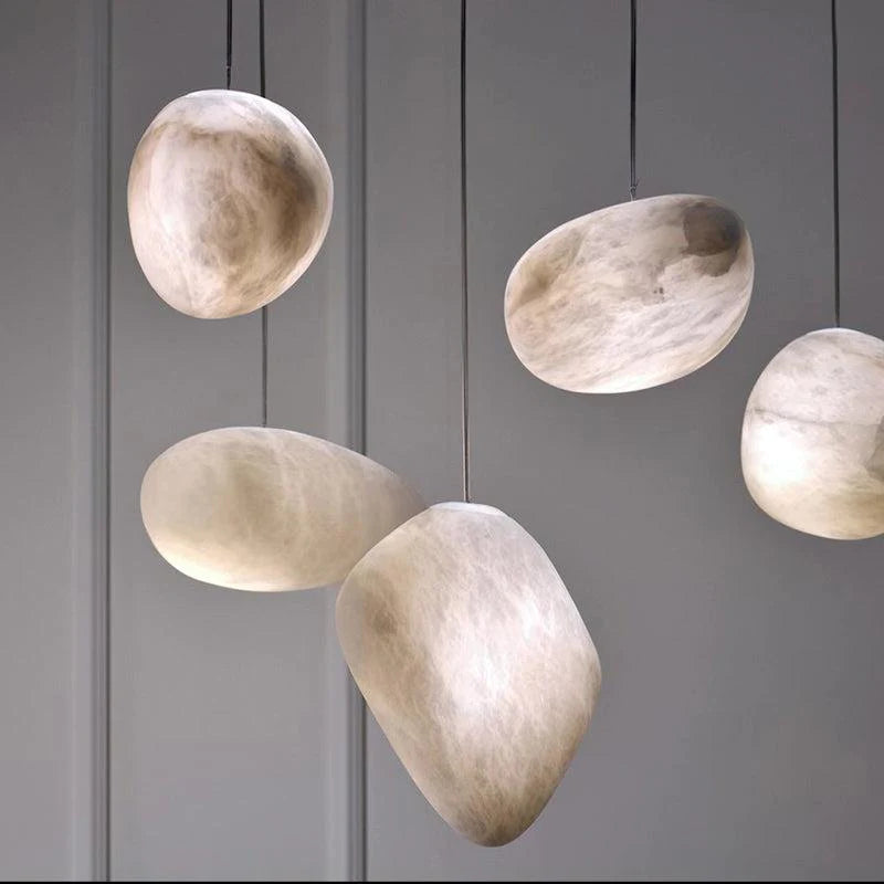 Janice Alabaster Natural Stone Pendant, Creative Pendant Light Pendant Light Kevin Studio Inc 5.9" D