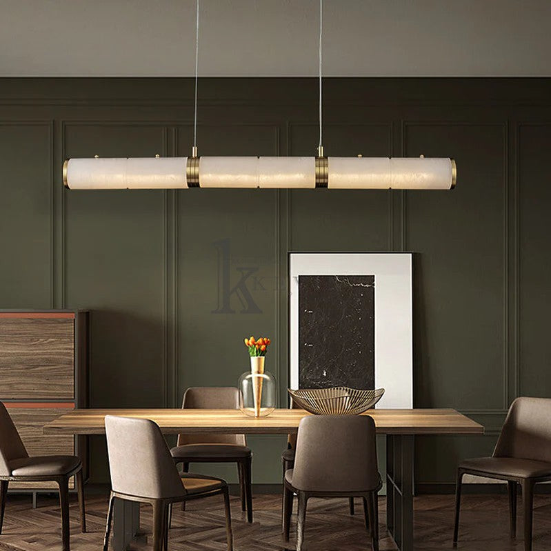 Chanavia Modern Linear Alabaster Chandelier, Chandelier Over Dining Table Pendant Light Kevin Studio Inc