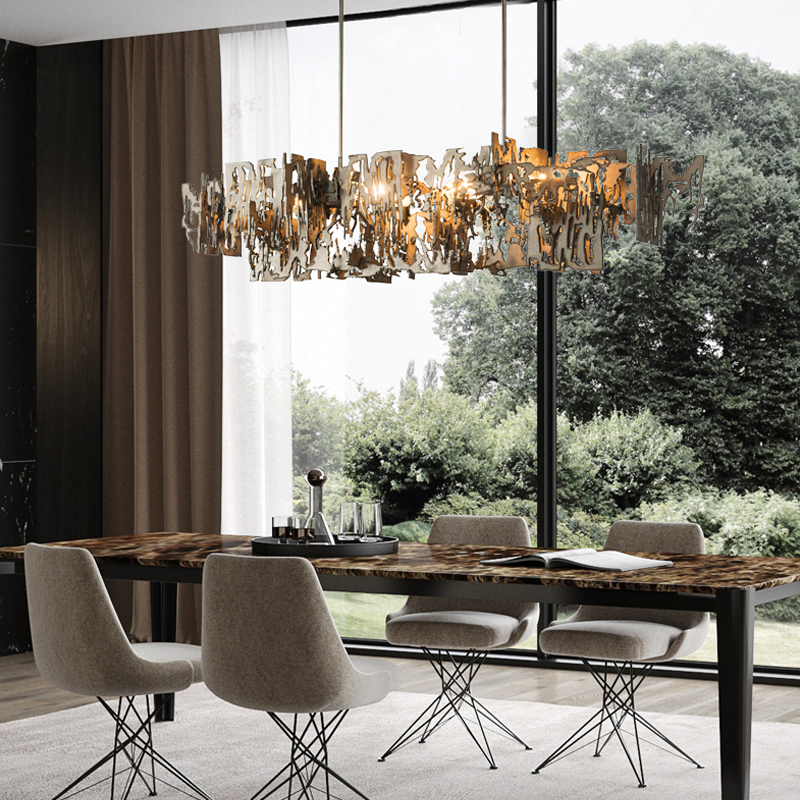Simple Artistic Metal Dining Table Chandelier Chandelier Kevin Studio Inc