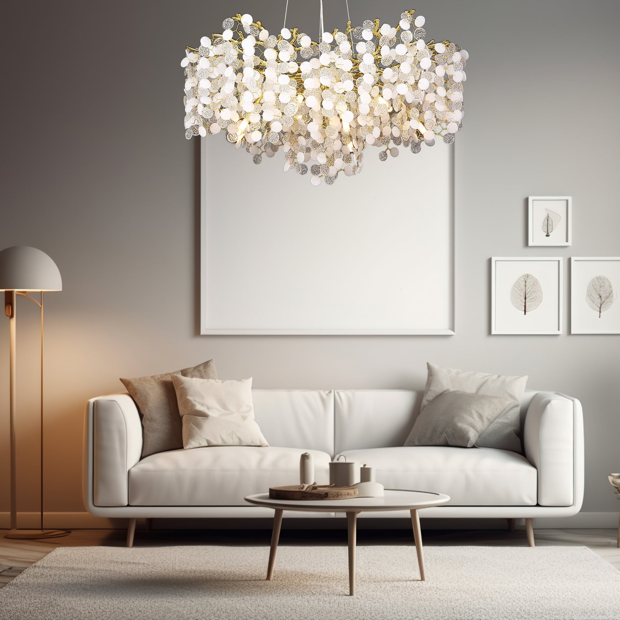Hades Modern Gold Blossom Crystal Round Branch Chandelier For Living Room Branch Chandelier Kevin Studio Inc