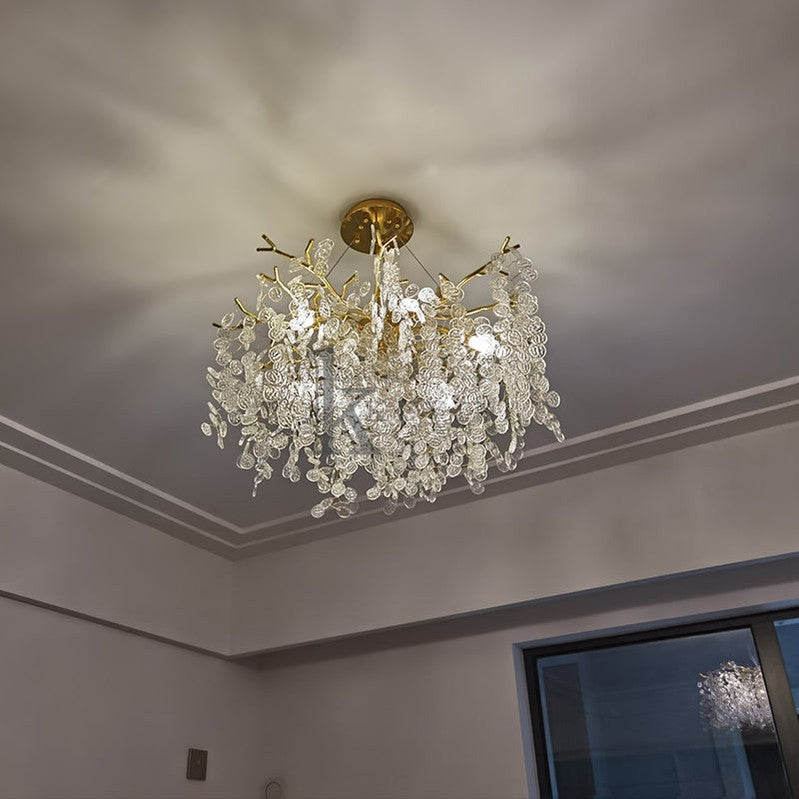 Una Modern Gold Chandelier Light Fixture for Dinning Room 23.6" D Branch Chandelier Kevin Studio Inc