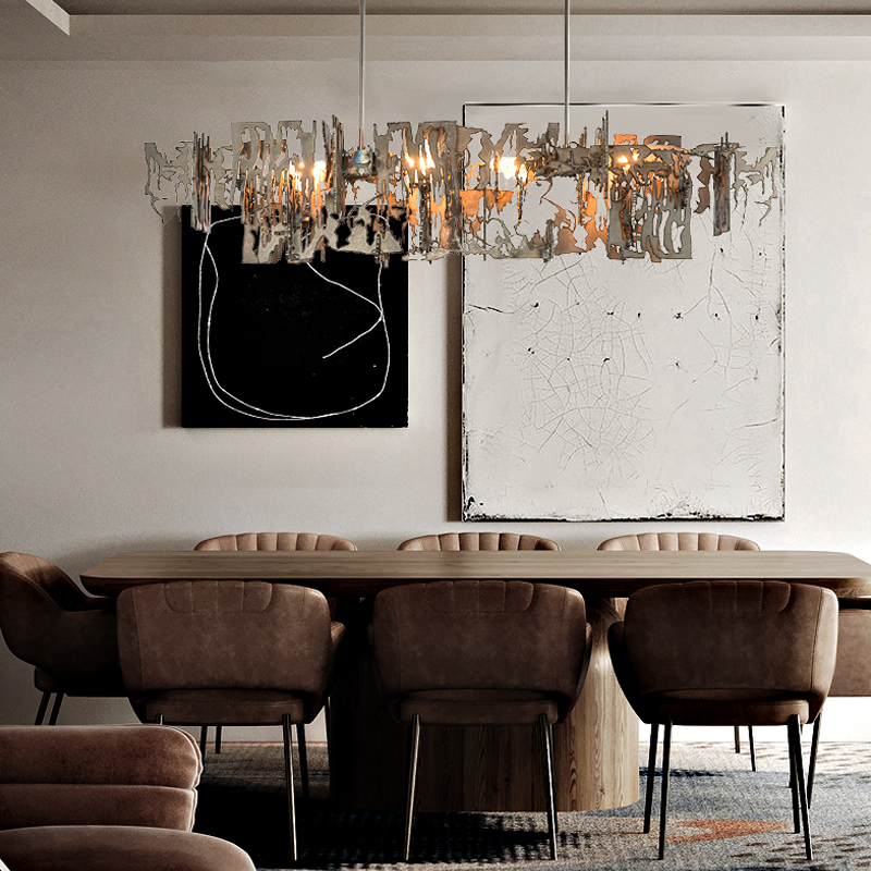 Simple Artistic Metal Dining Table Chandelier Chandelier Kevin Studio Inc