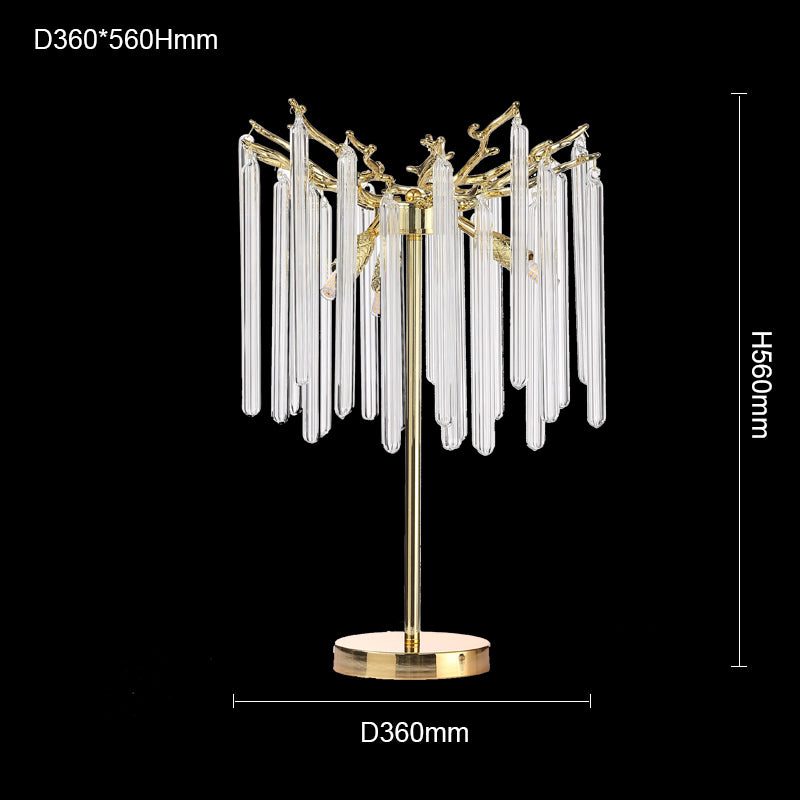 Krios Modern Round Gold Clear Crystal Tube Table Lamp Besides Bed Table Lamp Kevin Studio Inc